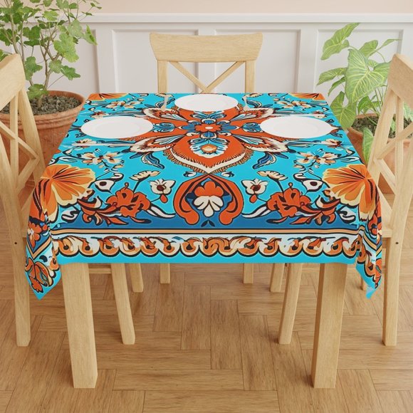 Boho Tablecloth | Vintage Tablecloth | Floral table cloth | Rectangle Square - Picture 9 of 10